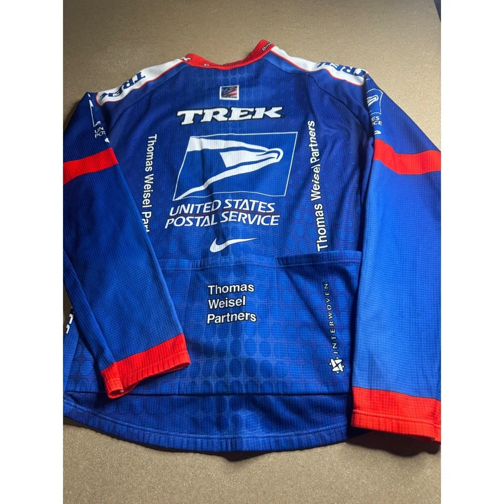 Nike USPS Pro Cycling Team Jersey Mens XL Long Sleeve Blue Trek Vintage Italy